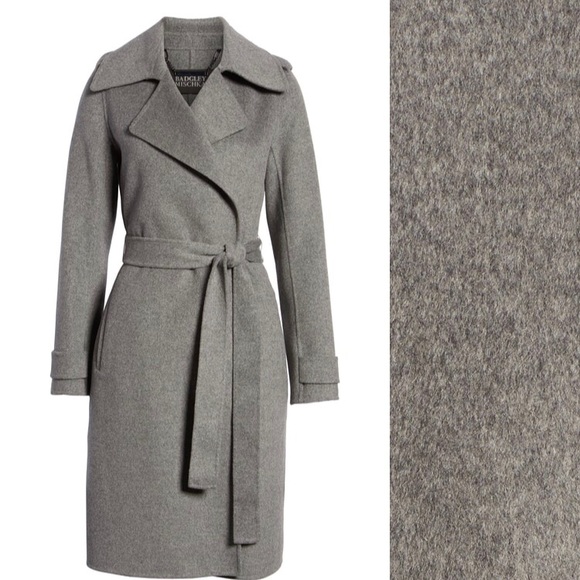badgley mischka wool wrap coat